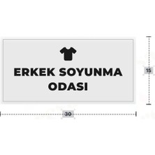 Azresa Erkek Soyunma Odası Yazılı - Metal - Beyaz Renk - Kapı Isimliği - 30X15 cm