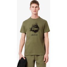 Lacoste Erkek Regular Fit Bisiklet Yaka Baskılı Haki T-Shirt