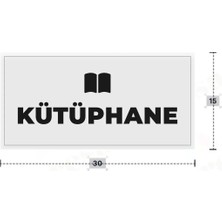 Azresa Kütüphane Yazılı - Metal - Beyaz Renk - Kapı Isimliği - 30X15 cm