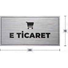 Azresa E Tıcaret Yazılı - Metal - Gümüş Renk - Kapı Isimliği - 30X15 cm