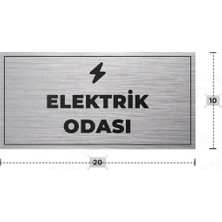 Azresa Elektrik Odası Yazılı - Metal - Gümüş Renk - Kapı Isimliği - 20X10 cm