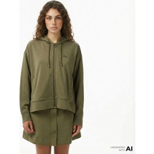 Lacoste Kadın Relaxed Fit Kapüşonlu Haki Sweatshirt
