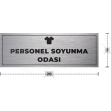Azresa Personel Soyunma Odası Yazılı - Metal - Gümüş Renk - Kapı Isimliği - 20X7 cm