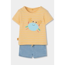 Boboli Yengeç Desenli Denim Şortlu 2li Takım 6 Ay-24 Ay Sarı