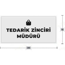 Azresa Tedarık Zıncırı Müdürü Yazılı - Metal - Beyaz Renk - Kapı Isimliği - 30X15 cm