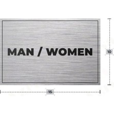 Azresa Man Women Yazılı - Metal - Gümüş Renk - Kapı Isimliği - 15X10 cm