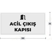 Azresa Acıl Çıkış Kapısı Yazılı - Metal - Beyaz Renk - Kapı Isimliği - 30X15 cm