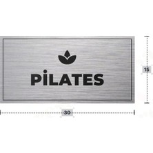Azresa Pılates Yazılı - Metal - Gümüş Renk - Kapı Isimliği - 30X15 cm