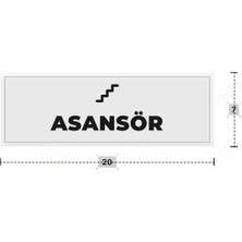 Azresa Asansör Yazılı - Metal - Beyaz Renk - Kapı Isimliği - 20X7 cm