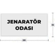 Azresa Jenaratör Odası Yazılı - Metal - Beyaz Renk - Kapı Isimliği - 20X10 cm