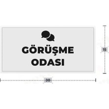 Azresa Görüşme Odası Yazılı - Metal - Beyaz Renk - Kapı Isimliği - 30X15 cm