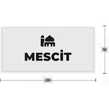 Azresa Mescit Yazılı - Metal - Beyaz Renk - Kapı Isimliği - 20X10 cm