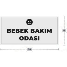 Azresa Bebek Bakım Odası Yazılı - Metal - Beyaz Renk - Kapı Isimliği - 30X15 cm