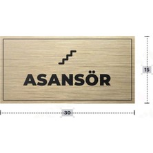 Azresa Asansör Yazılı - Metal - Gold Renk - Kapı Isimliği - 30X15 cm