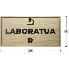 Azresa Laboratuar Yazılı - Metal - Gold Renk - Kapı Isimliği - 30X15 cm