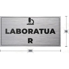 Azresa Laboratuar Yazılı - Metal - Gümüş Renk - Kapı Isimliği - 30X15 cm