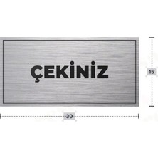 Azresa Çekiniz Yazılı - Metal - Gümüş Renk - Kapı Isimliği - 30X15 cm