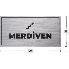 Azresa Merdiven Yazılı - Metal - Gümüş Renk - Kapı Isimliği - 20X10 cm