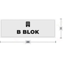 Azresa B Blok Yazılı - Metal - Beyaz Renk - Kapı Isimliği - 20X7 cm