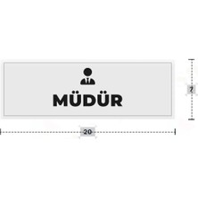 Azresa Müdür Yazılı - Metal - Beyaz Renk - Kapı Isimliği - 20X7 cm