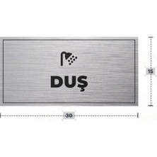 Azresa Duş Yazılı - Metal - Gümüş Renk - Kapı Isimliği - 30X15 cm