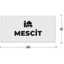 Azresa Mescıt Yazılı - Metal - Beyaz Renk - Kapı Isimliği - 30X15 cm