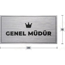 Azresa Genel Müdür Yazılı - Metal - Gümüş Renk - Kapı Isimliği - 30X15 cm