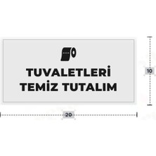Azresa Tuvaletleri Temiz Tutalım Yazılı - Metal - Beyaz Renk - Kapı Isimliği - 20X10 cm