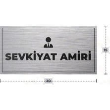 Azresa Sevkıyat Amırı Yazılı - Metal - Gümüş Renk - Kapı Isimliği - 30X15 cm