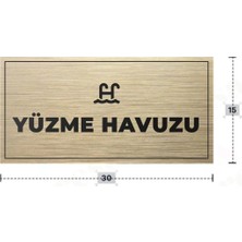 Azresa Yüzme Havuzu Yazılı - Metal - Gold Renk - Kapı Isimliği - 30X15 cm