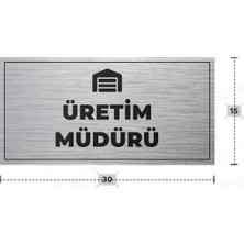 Azresa Üretım Müdürü Yazılı - Metal - Gümüş Renk - Kapı Isimliği - 30X15 cm