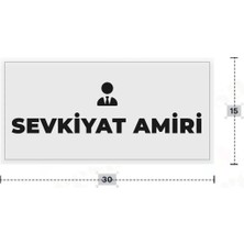Azresa Sevkıyat Amırı Yazılı - Metal - Beyaz Renk - Kapı Isimliği - 30X15 cm