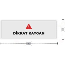 Azresa Dikkat Kaygan Yazılı - Metal - Beyaz Renk - Kapı Isimliği - 20X7 cm