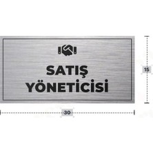 Azresa Satış Yönetıcısı Yazılı - Metal - Gümüş Renk - Kapı Isimliği - 30X15 cm