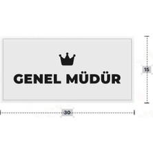 Azresa Genel Müdür Yazılı - Metal - Beyaz Renk - Kapı Isimliği - 30X15 cm