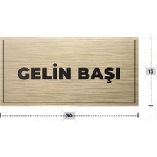 Azresa Gelın Başı Yazılı - Metal - Gold Renk - Kapı Isimliği - 30X15 cm