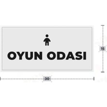 Azresa Oyun Odası Yazılı - Metal - Beyaz Renk - Kapı Isimliği - 30X15 cm