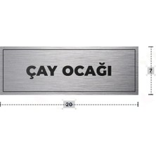 Azresa Çay Ocağı Yazılı - Metal - Gümüş Renk - Kapı Isimliği - 20X7 cm