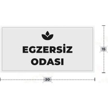 Azresa Egzersız Odası Yazılı - Metal - Beyaz Renk - Kapı Isimliği - 30X15 cm
