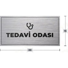 Azresa Tedavı Odası Yazılı - Metal - Gümüş Renk - Kapı Isimliği - 30X15 cm