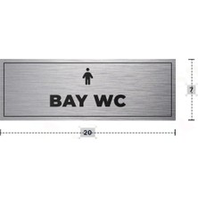 Azresa Bay Wc Yazılı - Metal - Gümüş Renk - Kapı Isimliği - 20X7 cm