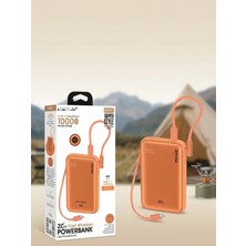 HiboTekno FP47 10.000MAH 20W Pd Hızlı Şarjlı Dahili Lightning & Type-C Kablolu LCD Ekranlı Powerbank Copper Style