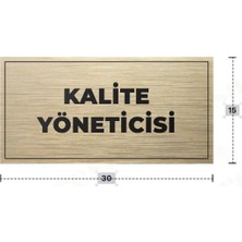 Azresa Kalıte Yönetıcısı Yazılı - Metal - Gold Renk - Kapı Isimliği - 30X15 cm