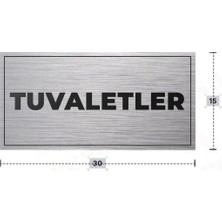 Azresa Tuvaletler Yazılı - Metal - Gümüş Renk - Kapı Isimliği - 30X15 cm