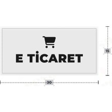Azresa E Tıcaret Yazılı - Metal - Beyaz Renk - Kapı Isimliği - 30X15 cm