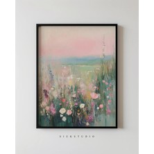 Ninastore Romantik Kır Çiçeği Baskılı Kır Evi Tarzı Çiçek Sanatı - Çayır Manzarası - Empresyonist Doğa