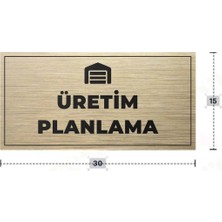 Azresa Üretım Planlama Yazılı - Metal - Gold Renk - Kapı Isimliği - 30X15 cm