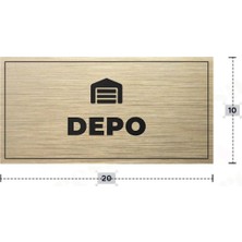 Azresa Depo Yazılı - Metal - Gold Renk - Kapı Isimliği - 20X10 cm