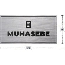 Azresa Muhasebe Yazılı - Metal - Gümüş Renk - Kapı Isimliği - 30X15 cm