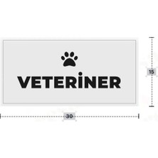 Azresa Veterıner Yazılı - Metal - Beyaz Renk - Kapı Isimliği - 30X15 cm